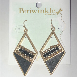 Periwinkle by Barlow Gold Tone Black Dangling Boho Earrings